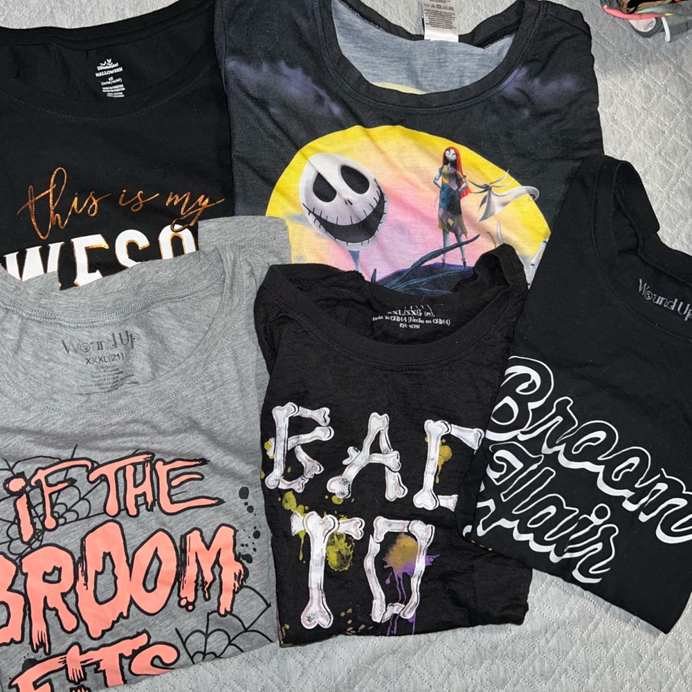 5 pieces Halloween tees bundle deal xxl